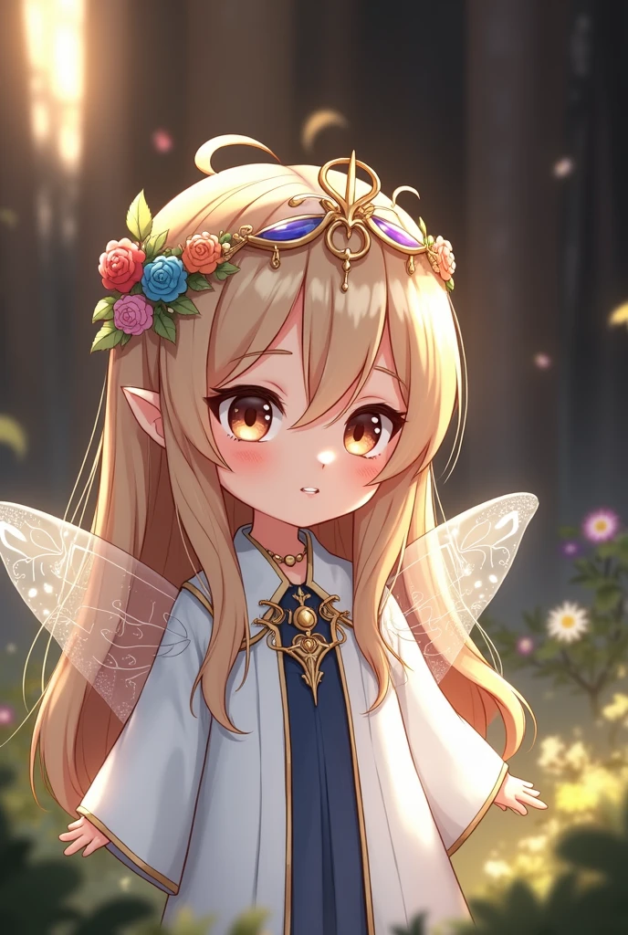 shy girl,priestess clothes,with fairy wings