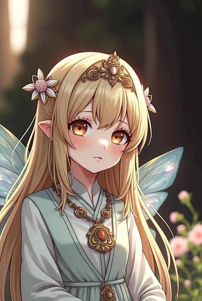 shy girl,priestess clothes,with fairy wings