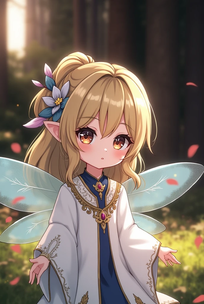 shy girl,priestess clothes,with fairy wings
