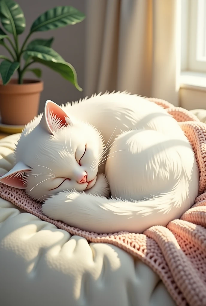 Cat, white, sleep