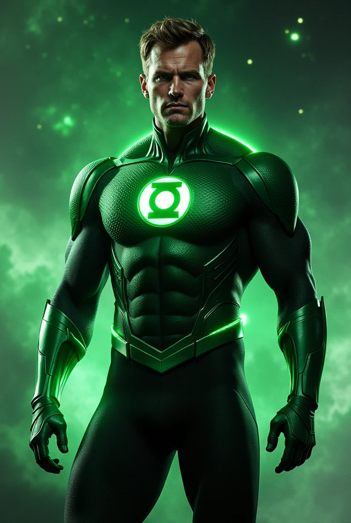 create an image of Tom Hopper actor from academy umbrella as green lantern