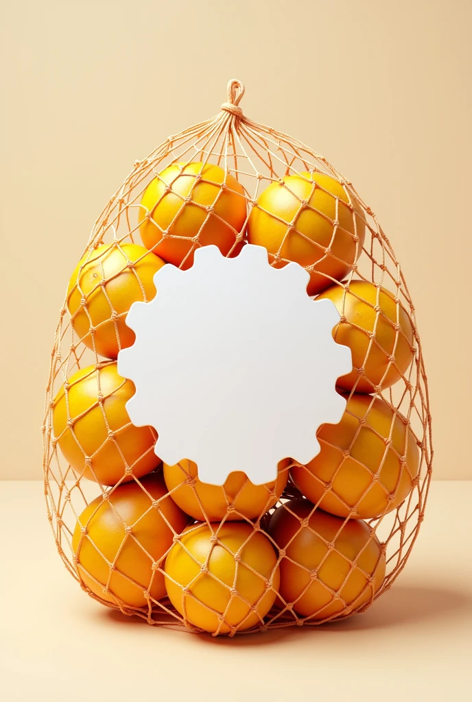 Create a Net that contains mango fruits in which it contains on the back outside of the front of the net a white wheel to place the logo, in the fruit section