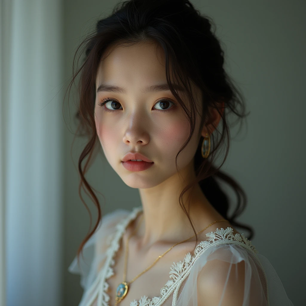 Portrait of a beautiful 18-year-old petit teen, photo to opiton to blog