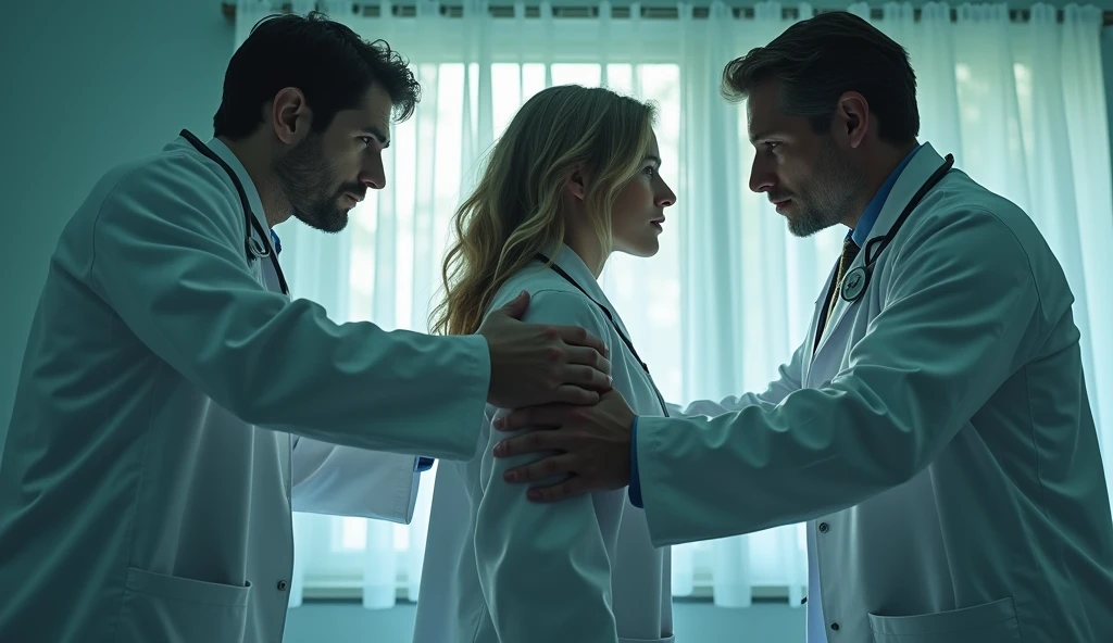 Some male doctors are disturbing by touching the body of a female doctor