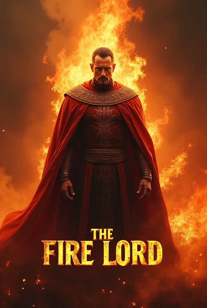 A powerful and realistic Movie poster with the title "THE FIRE LORD" images and title must be bold and visible.