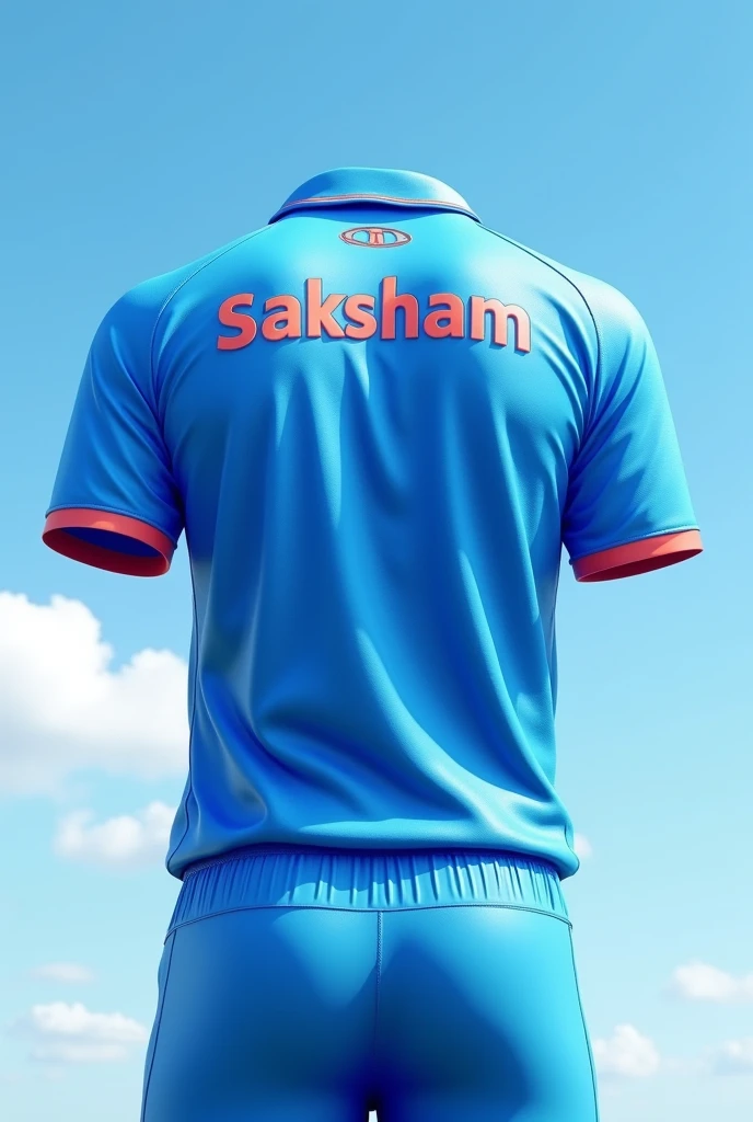 Sky blu cricket jersey only ,whose back name saksham