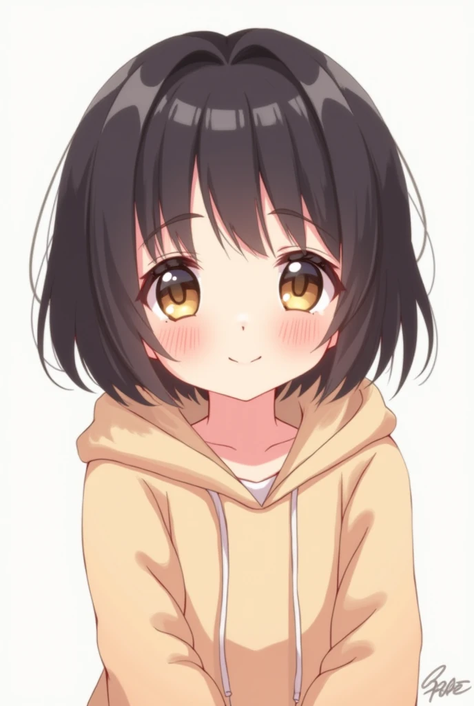 cute、laughing、Looking at me、Smiling、Berry Short、Black Hair、black eye、cute、Mature、アニメface、Anime-like、hoodie、An illustration、kind、face、すごくshort髪の毛、short