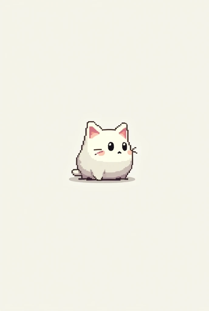 create a pixelated 2d white little cat avatar in 6 different poses, looking to the right, left, back, forward and diagonally