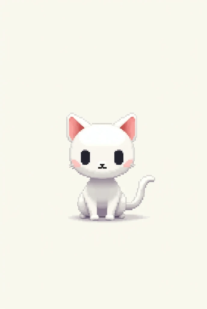 create a pixelated 2d white little cat avatar in 6 different poses, looking to the right, left, back, forward and diagonally