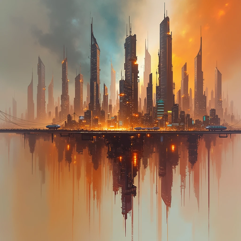 image of a futuristic city darker traces more with a lot of evident and latent technology