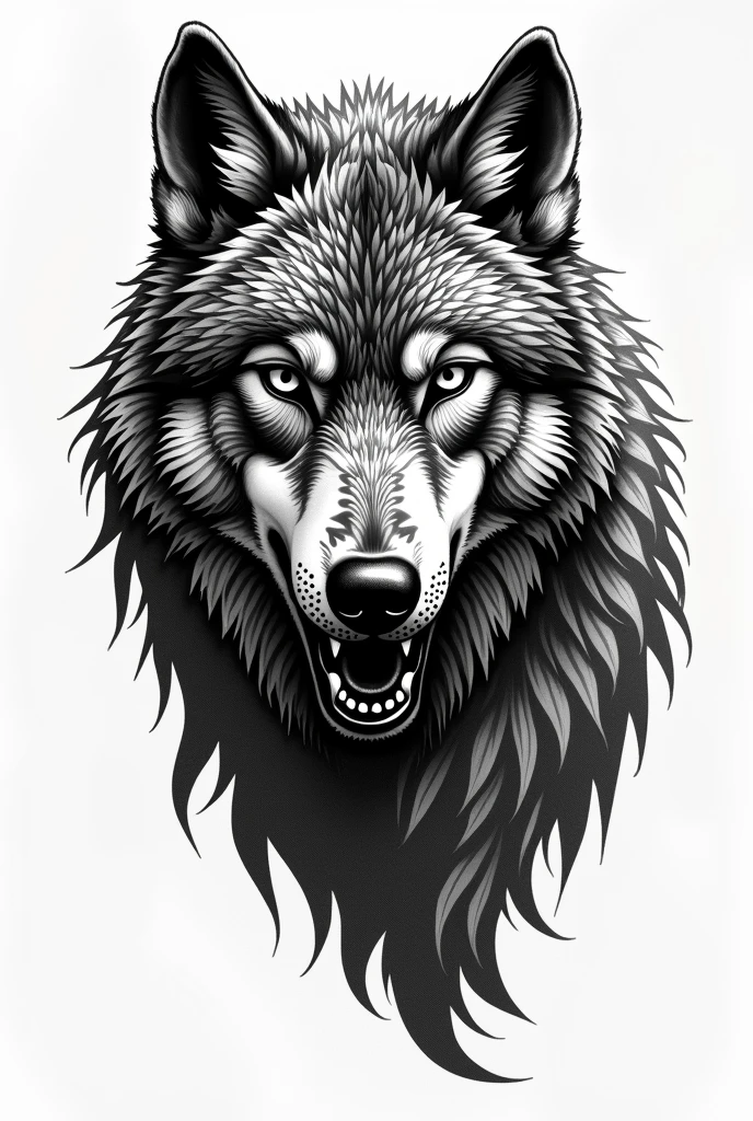 Create a traditional black wolf tattoo on your hand