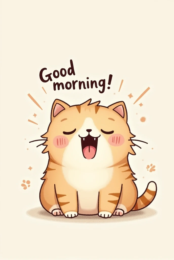 Make a cute cat stamp • Design: Rubbing my sleepy eyes、Yawning cat。
	• Phrases: 「good morning！」、「Good Morning!」
