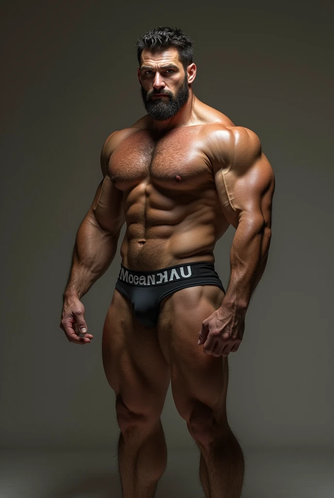 man strong, masculine and virile wearing underwear printed with the word MOCANO written on it.