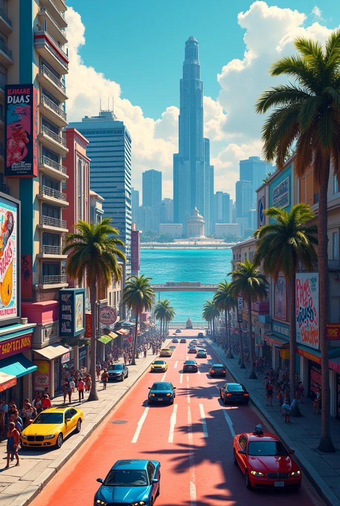 A picture of the city of Myami in GTA 6 style