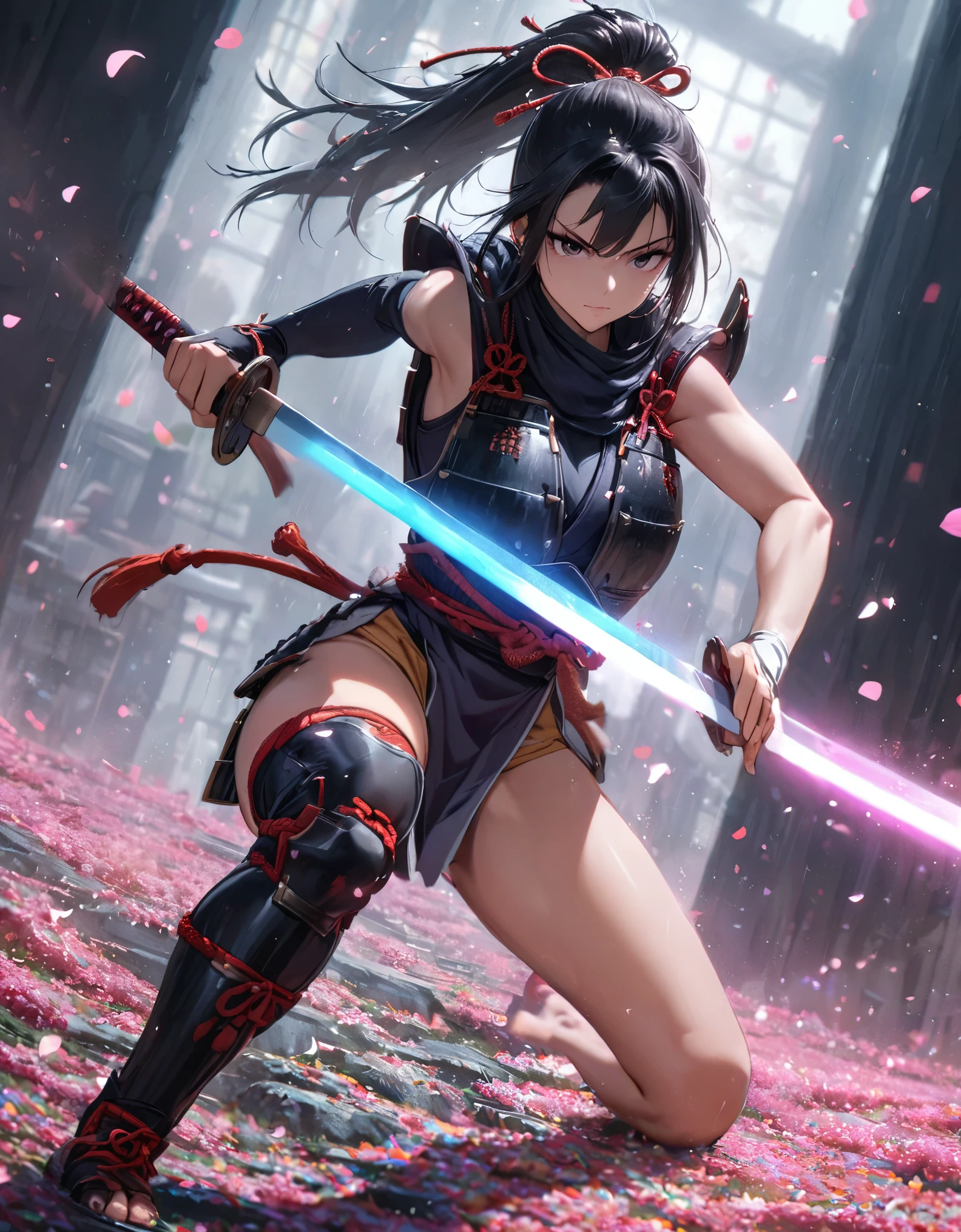 ninja cosutume, beautiful hands, holding sword