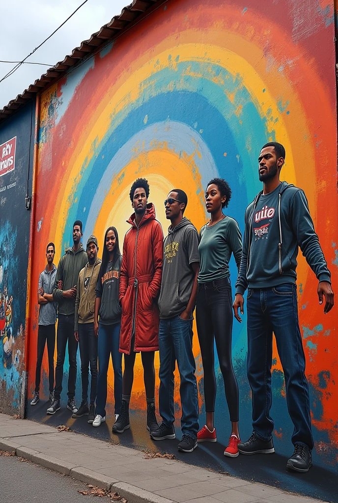 A mural with the theme of solidarity that has a characteristic drawing and the drawing style is street art.