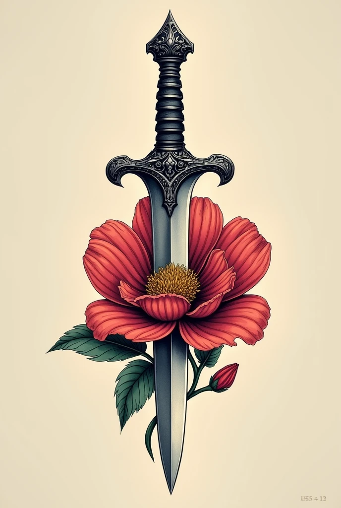 get a tattoo of a dagger through a flower