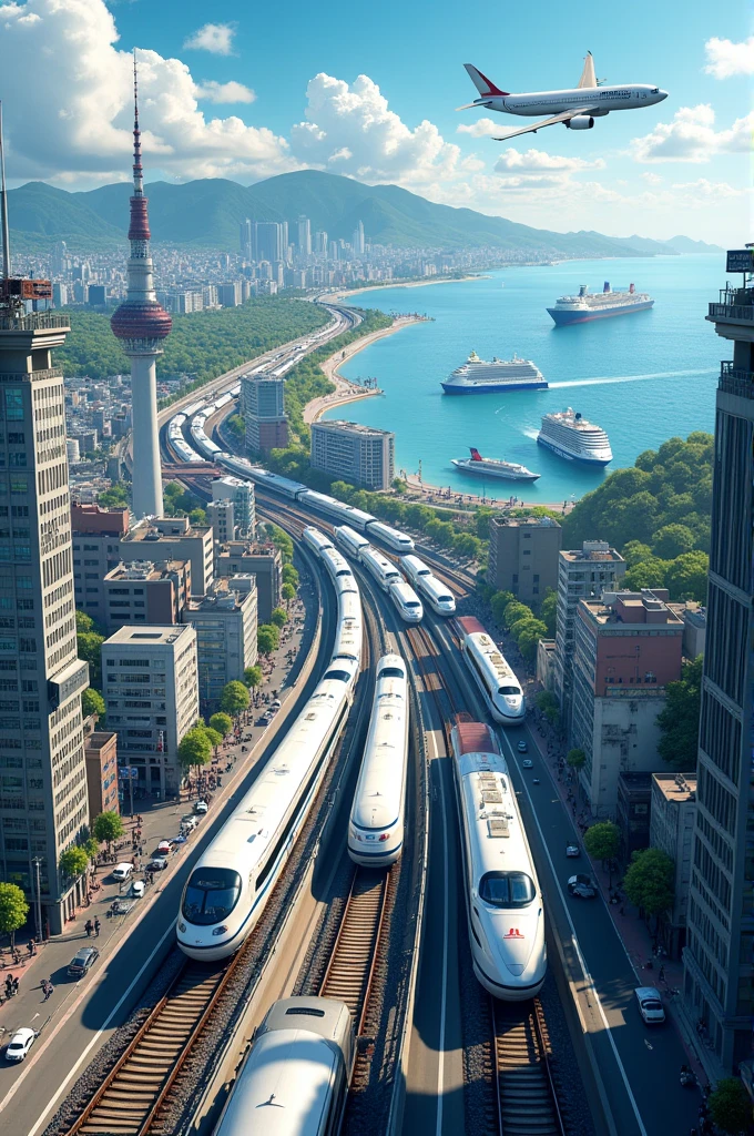 Transportation systems in japan including land, air, water
