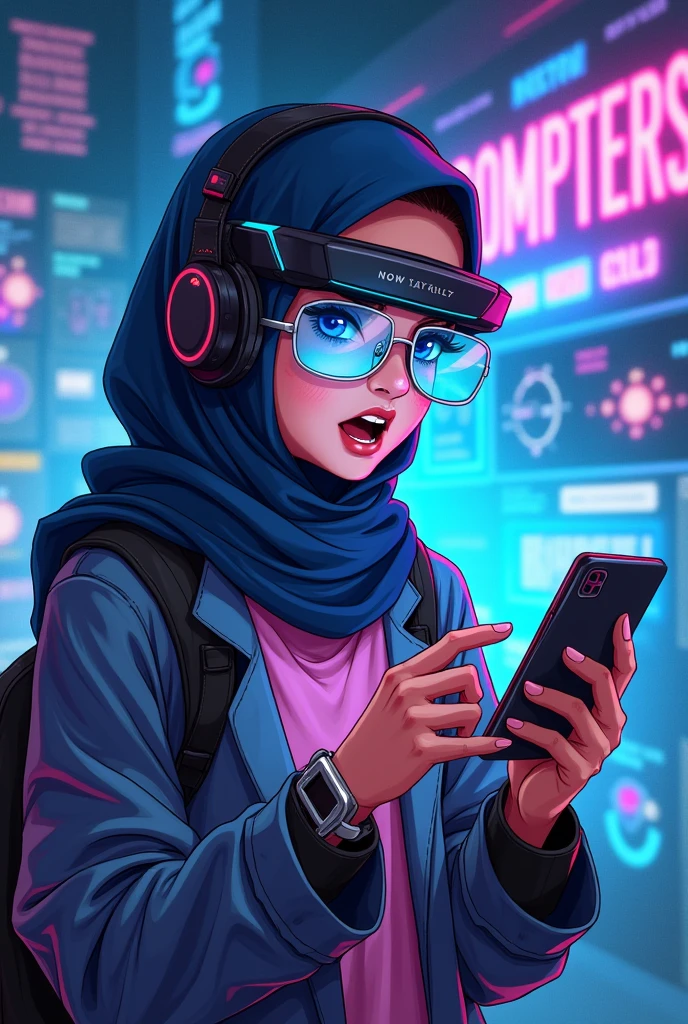 Akak2 bila cubaan prompt kali ke-100 menjadi 🤩
By Prompters Malaya

a futuristic style young wear hijab malay girl wearing futurist cyclops eyewear neon, holding playing a cyberpunk handheld with screen, excited face, with hologram of graphics and ideas floating around him, inside a gaming style room, "prompters malaya" text at the screen, digital illustration, neon, cyberpunk concept, advertising style, --ar 1:1 --v 6