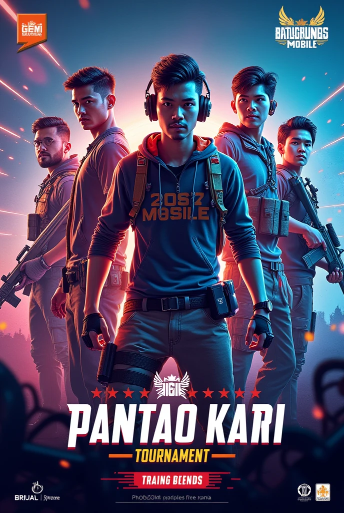 Poster for BGMI tournament and write Pantao kari tournament and small brinjal logo 
