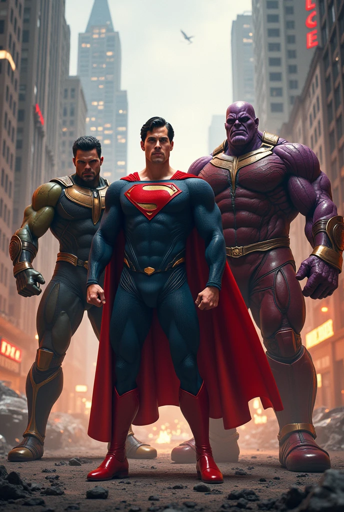 Superman talking thanos and red hulk