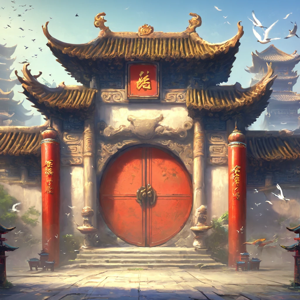 City Gateway，door，Chinese style，Grand ，A bird&#39;s-eye view of the city