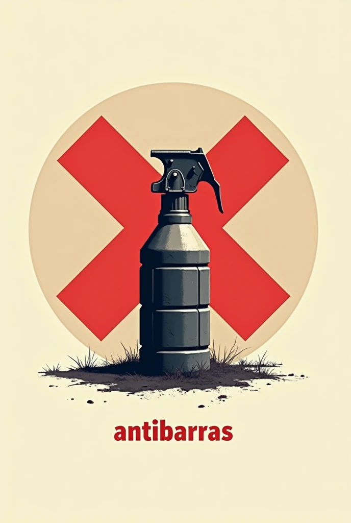 A bomb in a circle with a red x above it with the slogan antibarras