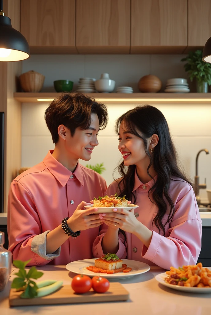 Cute gourmet couple kpop suitable for music background