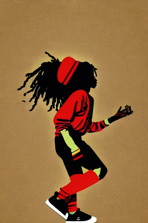 A background filled with scattered musical notes in various sizes and colors、

Creative logo illustration of a silhouette with dreadlocks and red headphones, 

A background completely filled with scattered musical notes in various sizes and colors, covering the entire screen.

beautiful girl colorful image

Dance hiphop Dance CREW  Waacking Dance

Punking 

gorilla dancer、


black medium hair black medium hair 

Five fingers Baggy clothes Baggy clothes