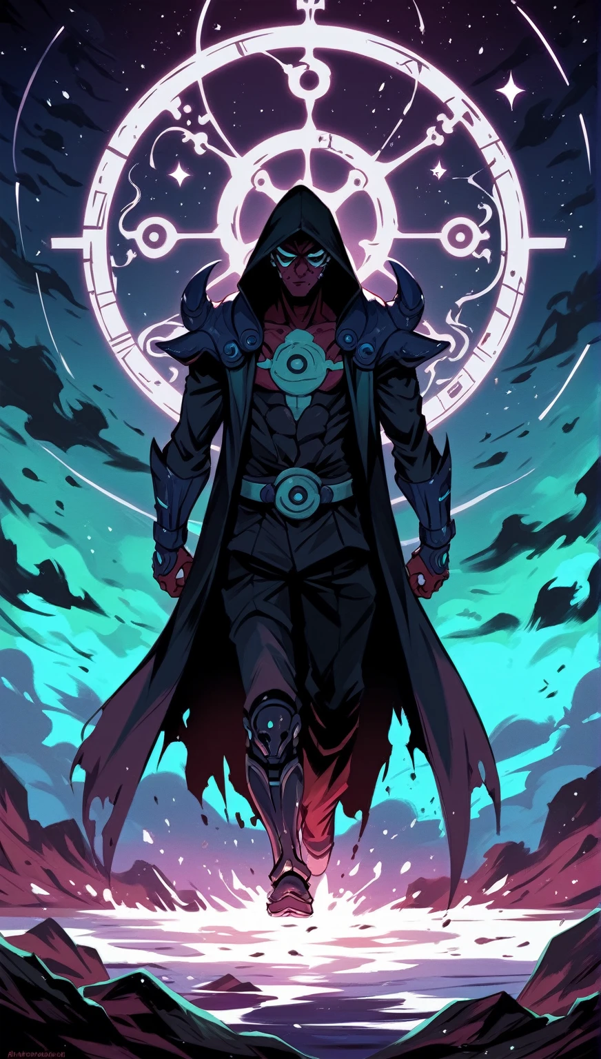 Demon Style Samurai, Time Magic With Cyberpunk Style Combined with japaness Art Style water painting, 4k Anime Wallpaper 