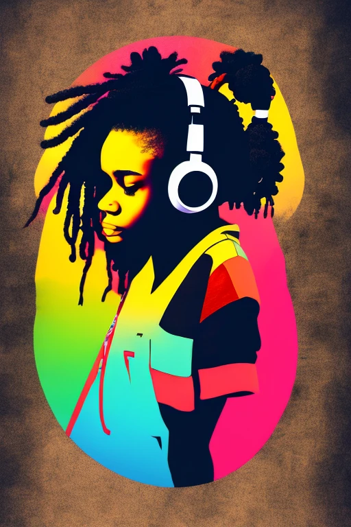 A background filled with scattered musical notes in various sizes and colors、

Creative logo illustration of a silhouette with dreadlocks and red headphones, 

A background completely filled with scattered musical notes in various sizes and colors, covering the entire screen.

beautiful girl colorful image

Dance hiphop Dance CREW  Waacking Dance

Punking 

gorilla dancer、


black medium hair black medium hair 

Five fingers Baggy clothes Baggy clothes