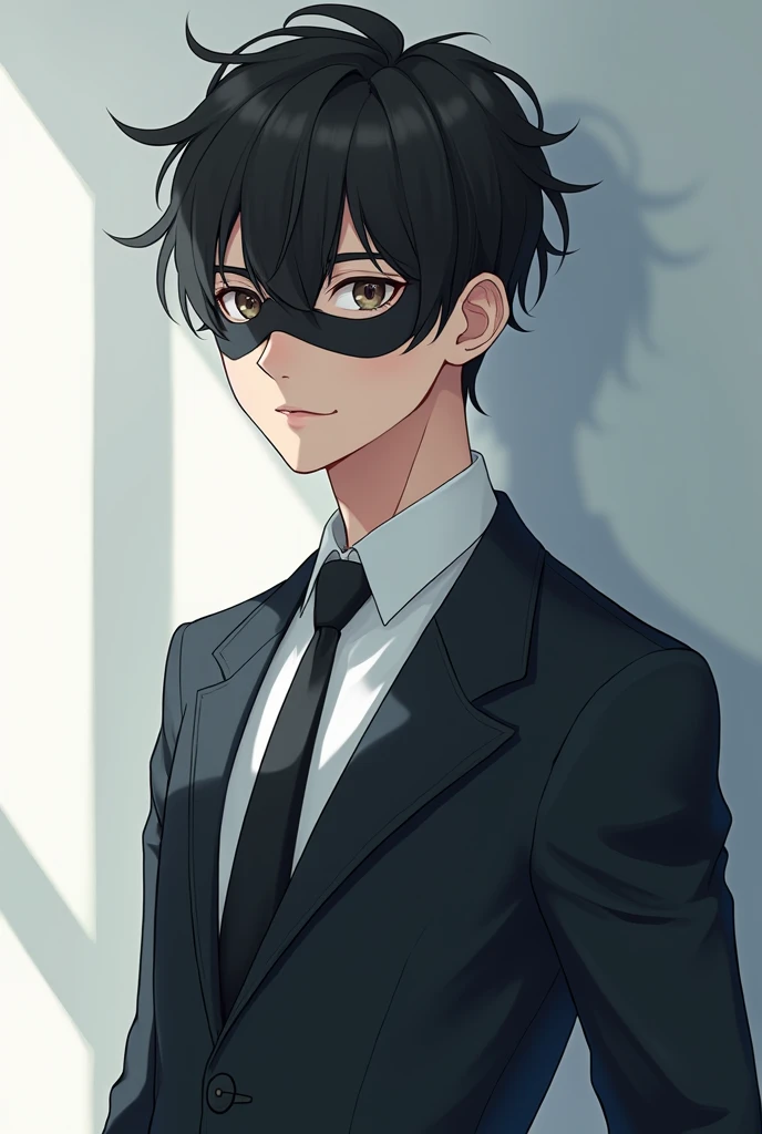 Teen guy handsome student with a mask on anime with small pointy eyes