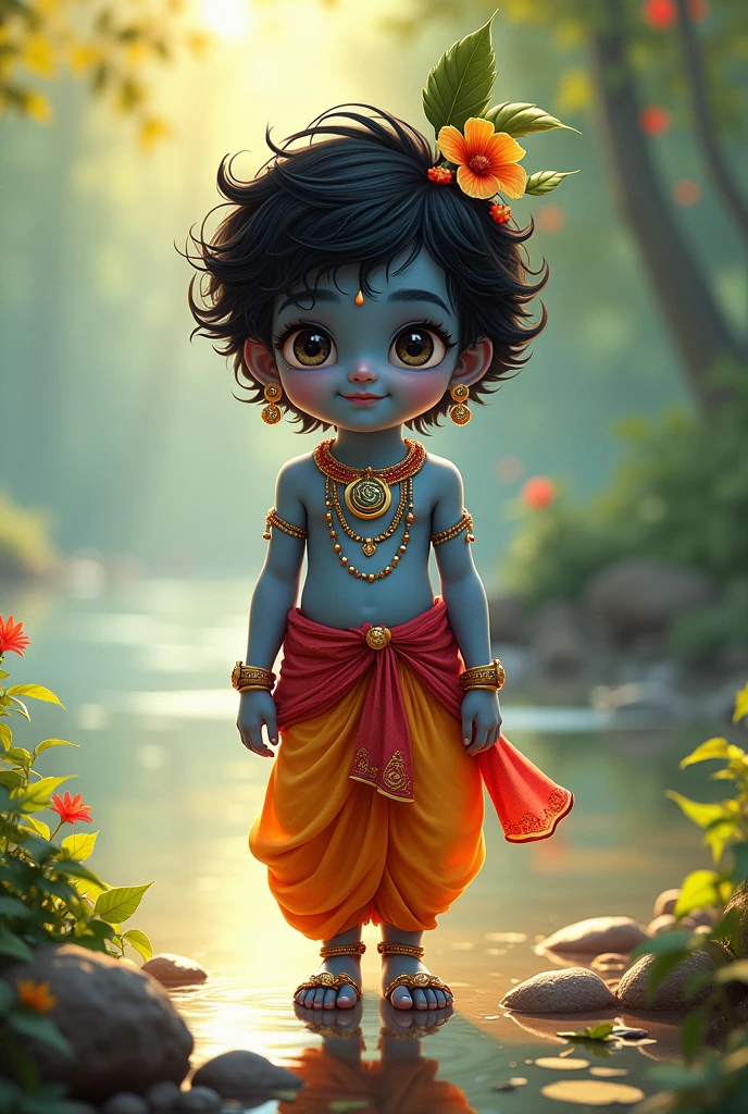 Create Krishna photo in kid wear kurta and payjama
