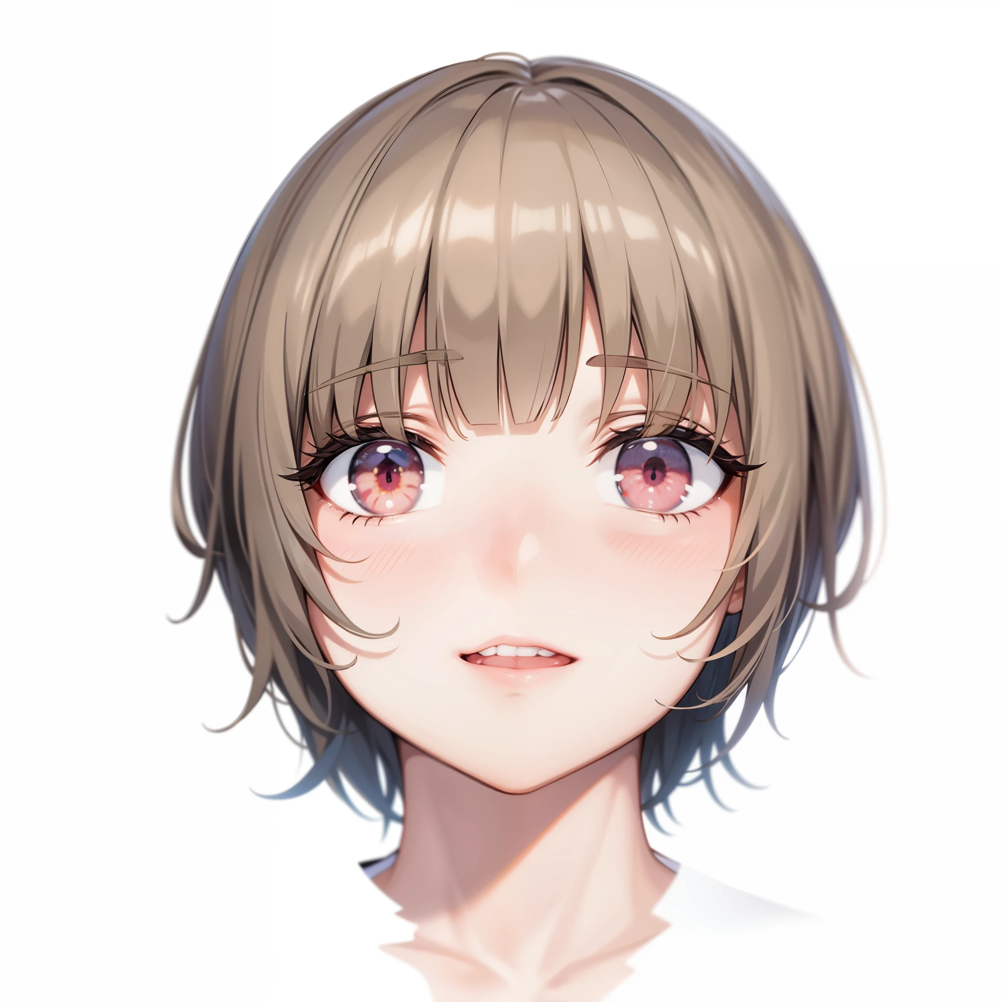 masterpiece、high quality、Very detailed、One Woman、Late 20s,alone、(short hair),(Trim your bangs),narrow eyes、Hanging eyes、Looking into the camera、office、Anime Style、2D,(Open your mouth:-1),(Showing teeth:-1)