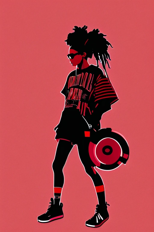 A background filled with scattered musical notes in various sizes and colors、
Creative logo illustration of a silhouette with dreadlocks and red headphones,
A background completely filled with scattered musical notes in various sizes and colors, covering the entire screen.
beautiful girl colorful image
Dance hiphop Dance CREW Waacking Dance
Punking
black medium hair black medium hair
Five fingers Baggy clothes Baggy clothes