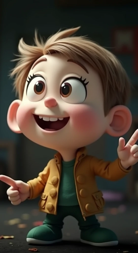 Recreate the image in animated mode, but pointing with his hand in different directions