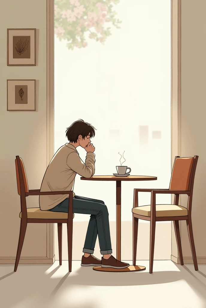 Create abstract sketches of going into a cafe and having coffee . With easy to draw