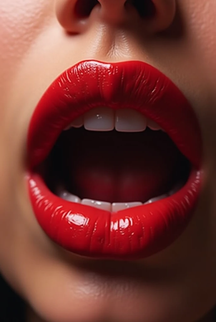 make a giant female mouth with red lips and a lipstick on the lips