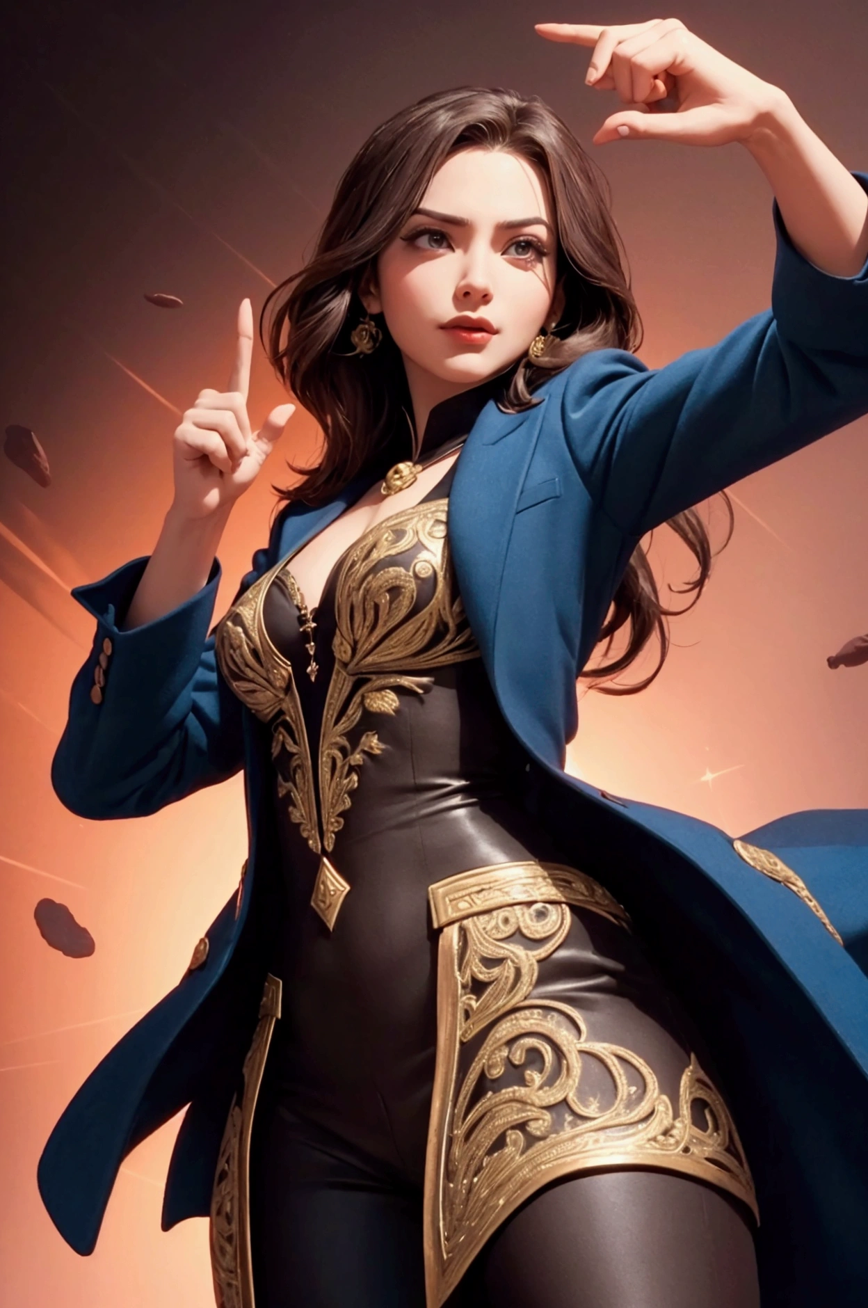 Recreate the image in animated mode, but pointing with his hand in different directions