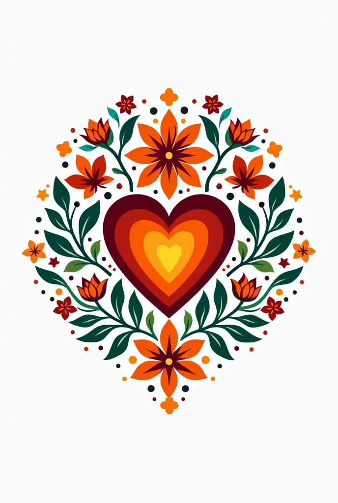 Create a logo for a Mexican restaurant inspired by human hearts, flowers and the design of Mexican tiles with a white background