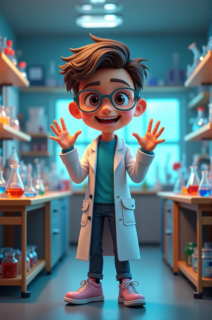 Create a character for a chemistry page, which has the name of atomic chemistry, to disseminate chemistry content to university students 