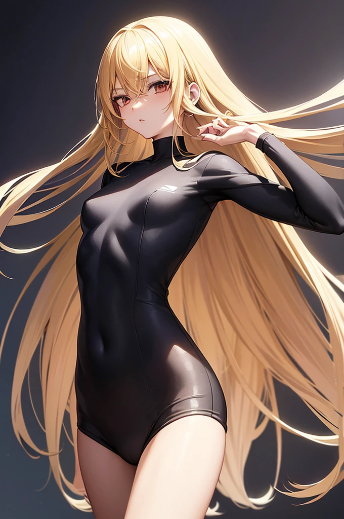masterpiece, best quality,anime style, 1 girl,(((slender body))), (((small eyes))),(((black athlete suit))), (beautiful face), (((long hair))), (((straight hair))), ((((blonde hair)))),detailed beautiful skin, (perfect hands, perfect anatomy),scream
