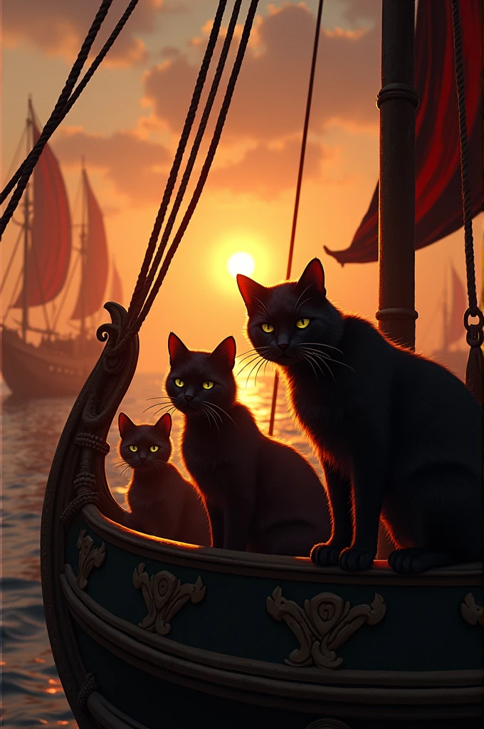 the Roman empire cats were defeated and sailed back to their land
