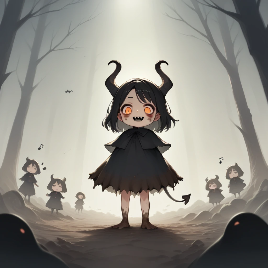 score_9, score_8_superior, score_7_superior, score_6_superior, score_5_superior, score_4_superior, Cute dark horror fantasy in cartoon style, CG Digital Art, Mud Demon, ,