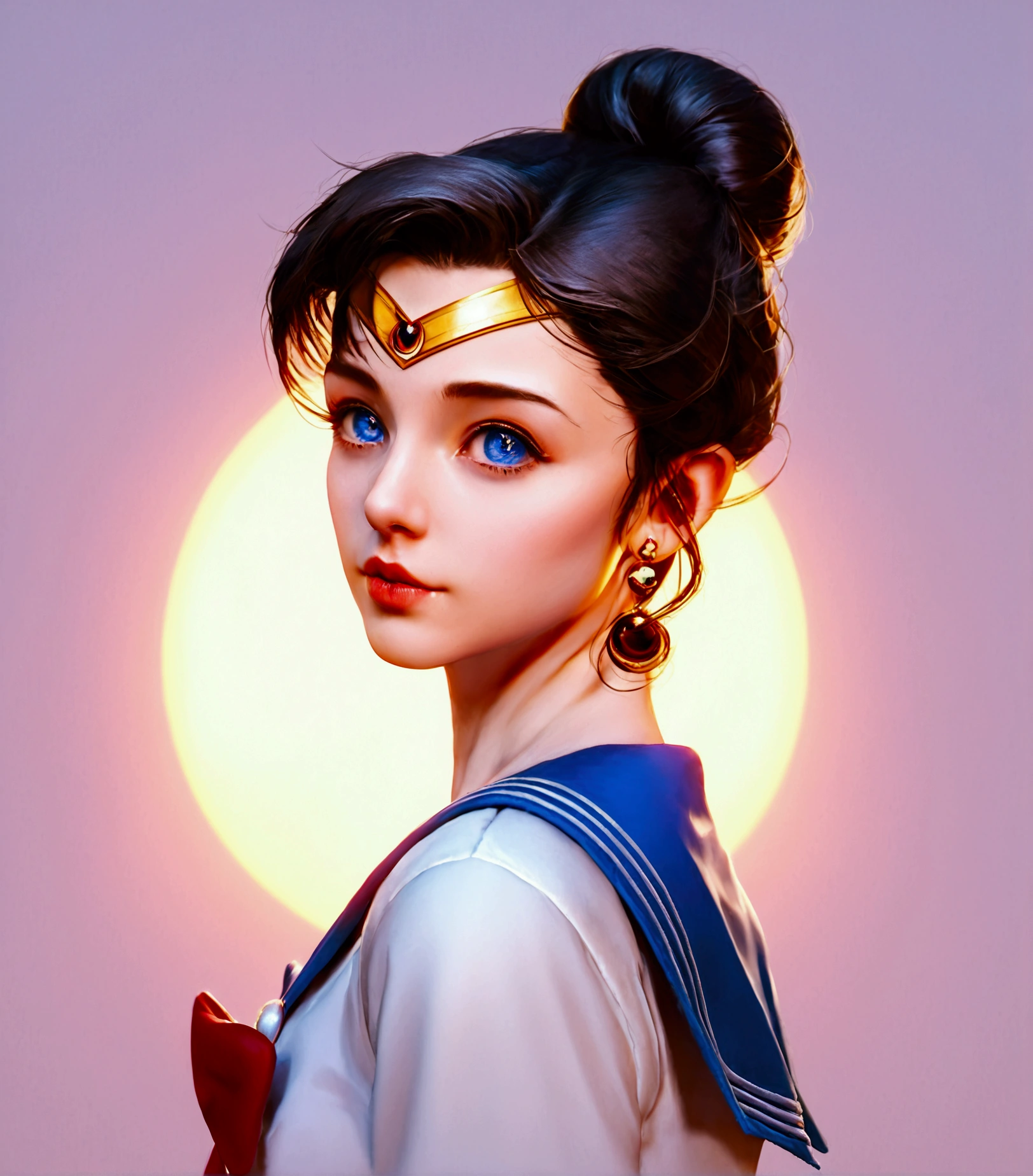 (highest quality:1.2),(best quality,4k,8k,highres,masterpiece:1.2),ultra-detailed,(realistic,photorealistic,photo-realistic:1.37),beautiful detailed eyes,beautiful detailed lips,extremely detailed eyes and face,longeyelashes,1girl,sailor moon inspired outfit,cute and elegant expression,minimalist background,soft pastel colors,warm lighting,cinematic composition