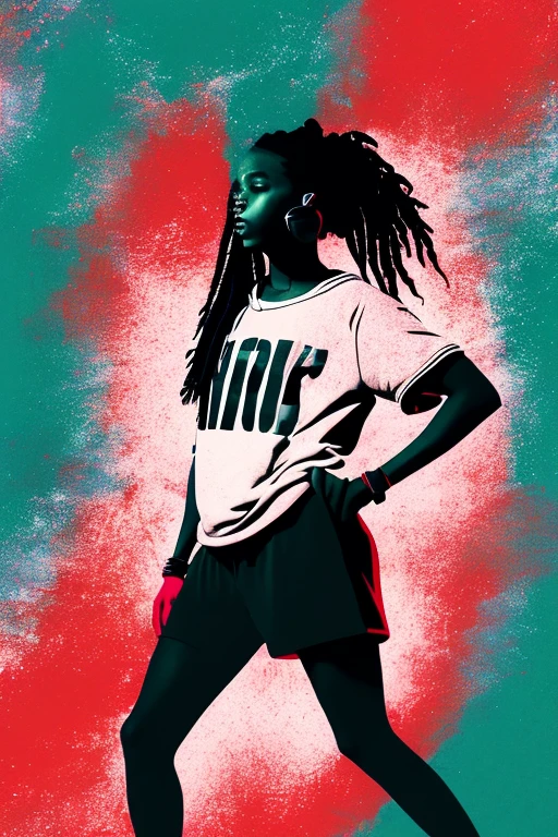 A background filled with tered musical notes in various sizes and colors、
Creative logo illustration of a silhouette with dreadlocks and red headphones,
A background completely filled with scatd musical notes in various sizes and colors, covering the entire screen.
beautiful girl colorful image
Dance hiphop Dance CREW Waacking Dance
Punking
black medium hair black medium hair
Five fingers Baggy clothes Baggy clothes