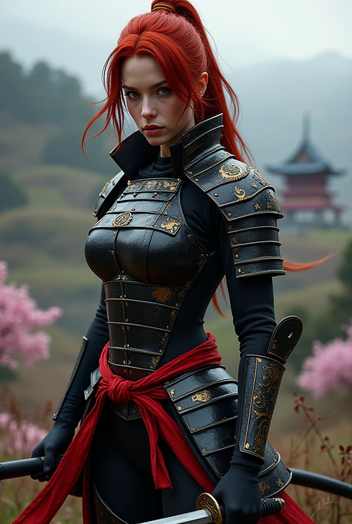 Black widow in samurai armor