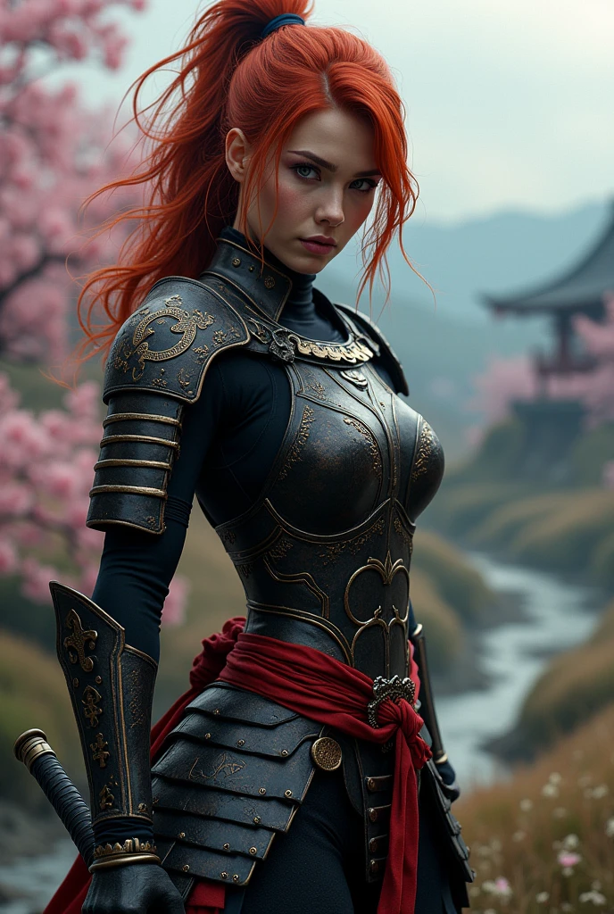 Black widow in samurai armor
