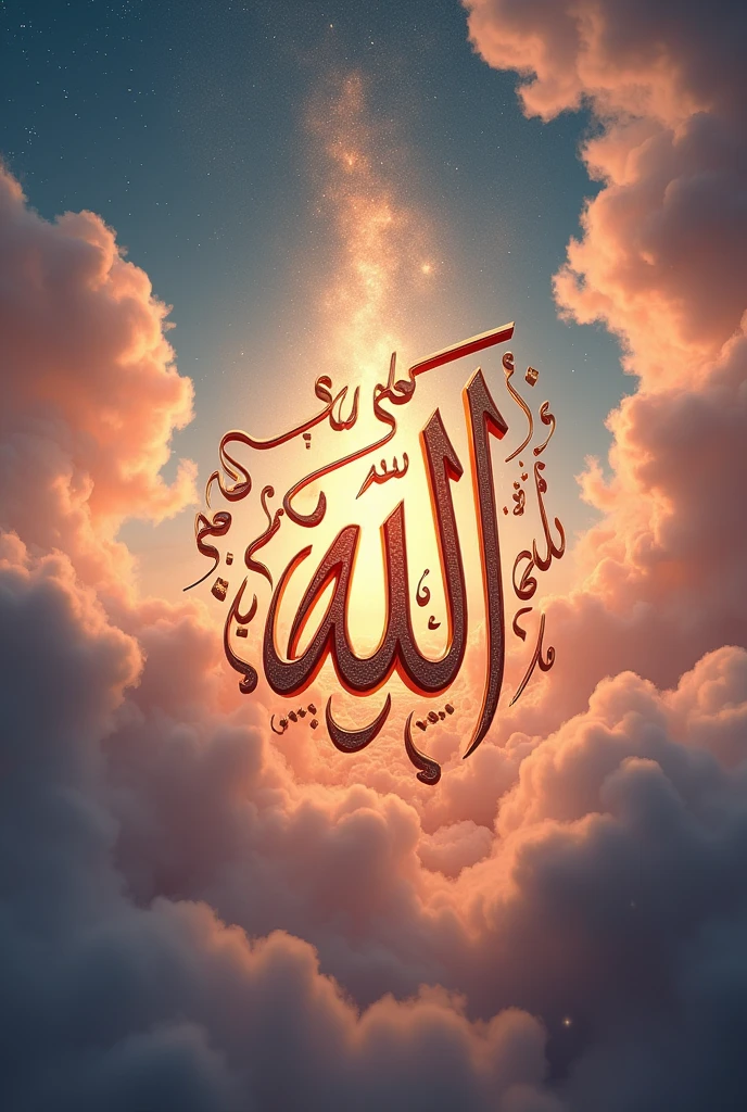 Allah name 3d with sky