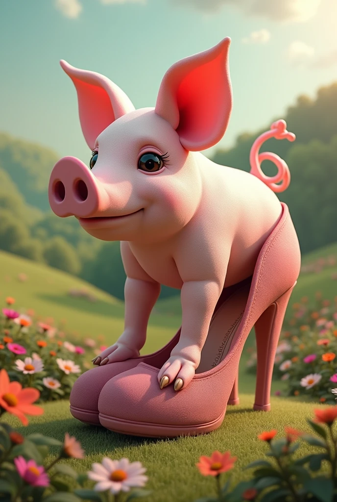 Design high heels mixed pig